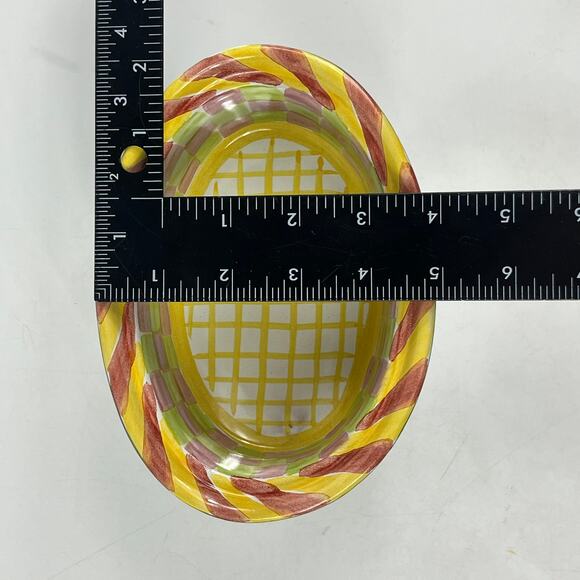 Vintage MacKenzie-Childs King Ferry Chowder Bowl With Lid 7"x5"x5" Terracotta - Picture 12 of 16